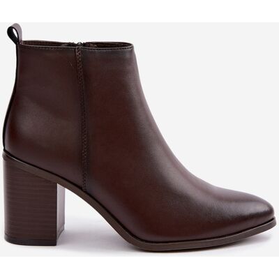 Botine din piele pentru femei cu toc cu căptușeală Sergio Leone BT-50-S Ciocolată 36 Botine din piele pentru femei cu toc cu căptușeală Sergio Leone BT-50-S Ciocolată 36