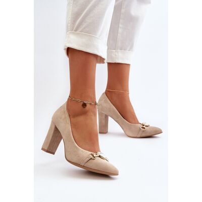 Zazoo 2453/OS Pantofi cu toc din catifea Bej 40 Zazoo 2453/OS Pantofi cu toc din catifea Bej 40