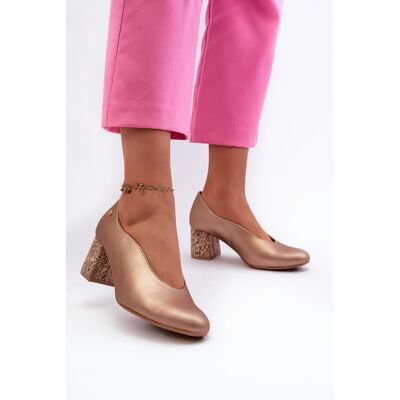 Pantofi eleganți din piele cu toc Maciejka 06422-25 aurii 40 Pantofi eleganți din piele cu toc Maciejka 06422-25 aurii 40