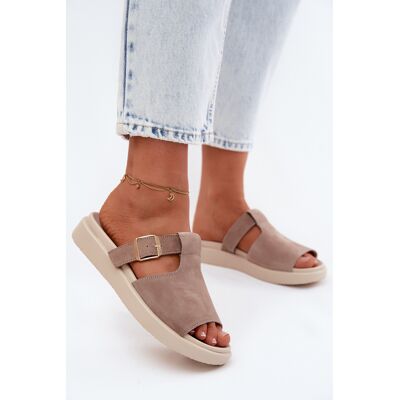 Boto Sandale din Velur pentru Femei cu Platformă și Cataramă Aurie Dark Beige Zemela 37 Boto Sandale din Velur pentru Femei cu Platformă și Cataramă Aurie Dark Beige Zemela 37