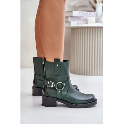 Zazoo 60480 Botine Din Piele Cu Toc Mic Izolate Verde Închis 40 Zazoo 60480 Botine Din Piele Cu Toc Mic Izolate Verde Închis 40