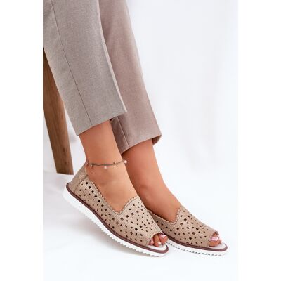Balerini din piele perforată cu degete descoperite S.Barski LR51-922 Aurii 37 Balerini din piele perforată cu degete descoperite S.Barski LR51-922 Aurii 37