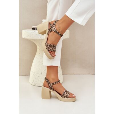 Zazoo 40386 Sandale Din Piele Pentru Femei Cu Toc Blocat Leopard Maro-Bej 38 Zazoo 40386 Sandale Din Piele Pentru Femei Cu Toc Blocat Leopard Maro-Bej 38