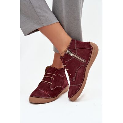 Mocasini din piele pentru femei cu cusături și fermoar Artiker 57C2116 bordo 37 Mocasini din piele pentru femei cu cusături și fermoar Artiker 57C2116 bordo 37