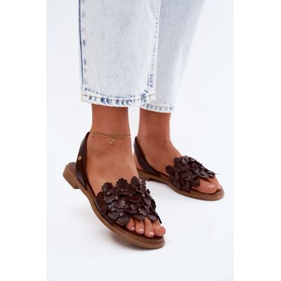 Sandale din piele cu toc mic Zazoo 40468 Ciocolată 38 Sandale din piele cu toc mic Zazoo 40468 Ciocolată 38