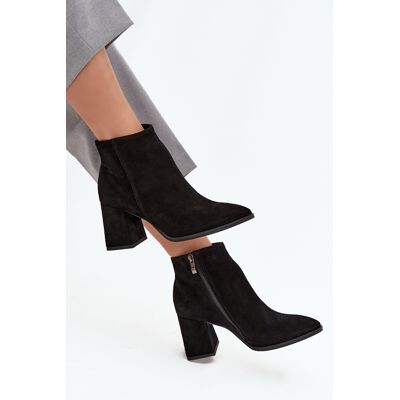 Botine din piele naturală cu toc pătrat Captusite Negre Zazoo 3128 36 Botine din piele naturală cu toc pătrat Captusite Negre Zazoo 3128 36