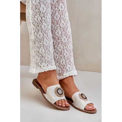 Boto Sandale Din Piele Cu Decorație Pe Toc Plat Auriu Ușor Ușor Lewski 3047/O 36 Boto Sandale Din Piele Cu Decorație Pe Toc Plat Auriu Ușor Ușor Lewski 3047/O 36