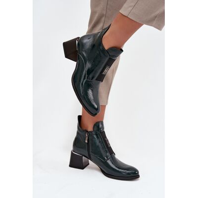 Botine din piele lacuită cu detaliu decorativ izolate Zazoo 60560 verde închis 39 Botine din piele lacuită cu detaliu decorativ izolate Zazoo 60560 verde închis 39