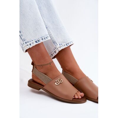 Sandale din Piele Cu Detaliu Auriu Zazoo 40473 Maro Deschis 38 Sandale din Piele Cu Detaliu Auriu Zazoo 40473 Maro Deschis 38