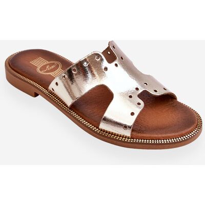 Zazoo 40326 Papuci din piele naturala Aurii 38 Zazoo 40326 Papuci din piele naturala Aurii 38