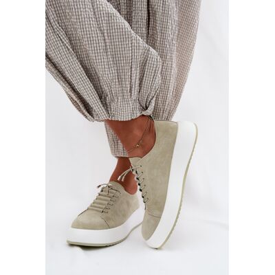 Boto Adidași cu platformă din piele naturală Verde mentă Blushy 40 Boto Adidași cu platformă din piele naturală Verde mentă Blushy 40