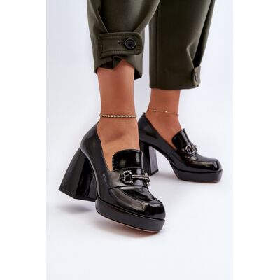 S.Barski Pantofi negri cu toc gros D&A; MR38-906 36 S.Barski Pantofi negri cu toc gros D&A; MR38-906 36