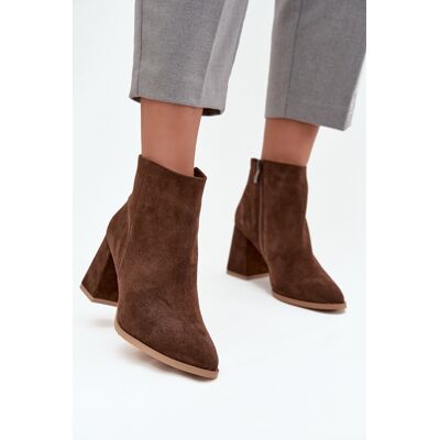 Botine din velur natural cu toc bloc încălzit maro Zazoo 3128 36 Botine din velur natural cu toc bloc încălzit maro Zazoo 3128 36