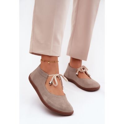 Balerini din Piele Velur Barefoot cu Șiret Zazoo 021 Cappuccino 38 Balerini din Piele Velur Barefoot cu Șiret Zazoo 021 Cappuccino 38
