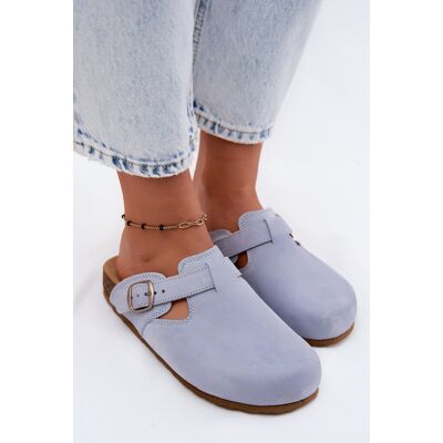 Mule din piele cu cataramă Zazoo 1905 Albastru 36 Mule din piele cu cataramă Zazoo 1905 Albastru 36
