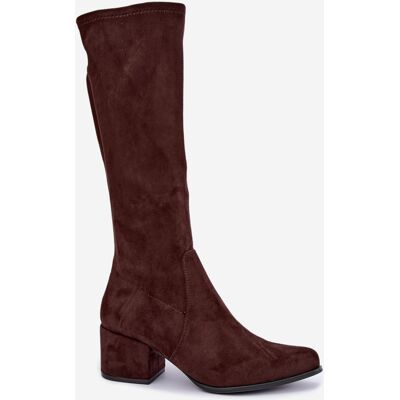 Botine femei cu toc mic din eco-suede Sergio Leone KZ212 Maro 39 Botine femei cu toc mic din eco-suede Sergio Leone KZ212 Maro 39