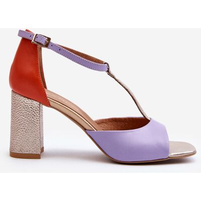Sandale din piele cu toc Laura Messi 2759 Mov 40 Sandale din piele cu toc Laura Messi 2759 Mov 40
