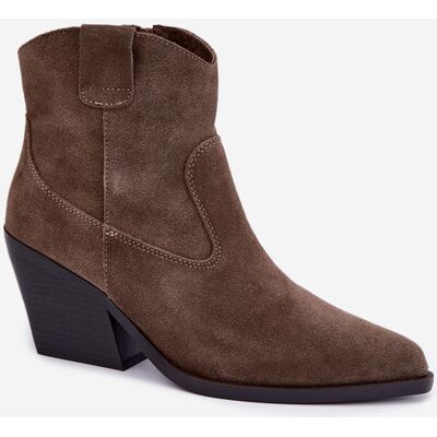 Boto Cizme cowboy din piele nubuc cu toc izolat Khaki Tirabelle 40 Boto Cizme cowboy din piele nubuc cu toc izolat Khaki Tirabelle 40