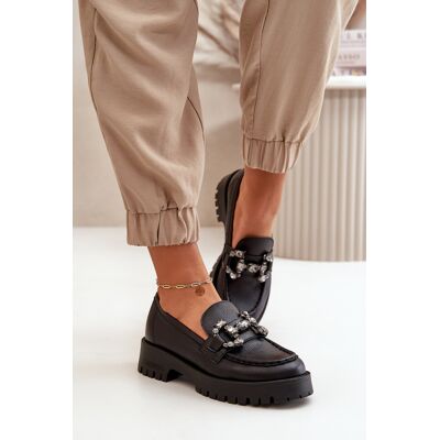 Mocasini Din Piele Pentru Femei Cu Decorație Negri CheBello 4369 41 Mocasini Din Piele Pentru Femei Cu Decorație Negri CheBello 4369 41