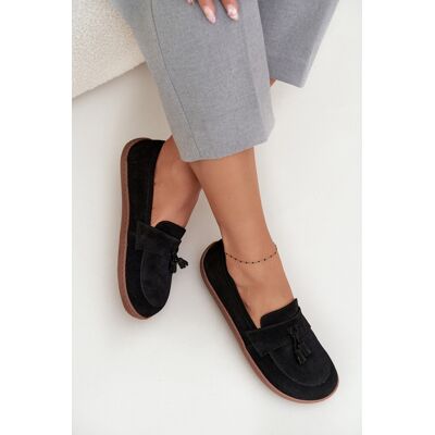 Mocasini din piele suede tip barefoot Zazoo 322 negru 36 Mocasini din piele suede tip barefoot Zazoo 322 negru 36