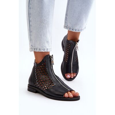 Zazoo 977/L Sandale din Piele Decupate cu Fermoar 36 Zazoo 977/L Sandale din Piele Decupate cu Fermoar 36