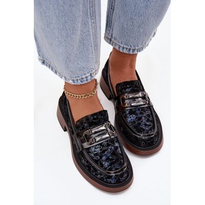 Mocasini din piele suede pentru femei cu detaliu special D&A; MR52-178 Negru 36 Mocasini din piele suede pentru femei cu detaliu special D&A; MR52-178 Negru 36