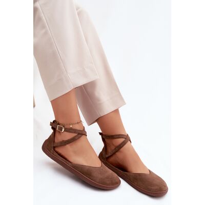 Balerini din piele de nubuc pentru femei Barefoot cu curele Zazoo 320 Maro 40 Balerini din piele de nubuc pentru femei Barefoot cu curele Zazoo 320 Maro 40