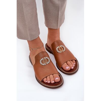 Saboturi Eleganți Din Piele Pentru Femei Cu Decor Zazoo 3008 Camel 37 Saboturi Eleganți Din Piele Pentru Femei Cu Decor Zazoo 3008 Camel 37
