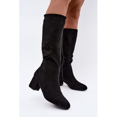 Botine de iarnă cu toc înalt pentru femei cu căptușeală S.Barski HY62-8131 Negru 41 Botine de iarnă cu toc înalt pentru femei cu căptușeală S.Barski HY62-8131 Negru 41