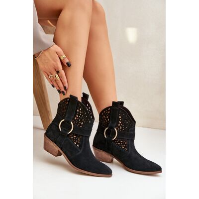 Botine Cowboy Din Suede Perforate Cu Toc Negre Zazoo 2994 38 Botine Cowboy Din Suede Perforate Cu Toc Negre Zazoo 2994 38