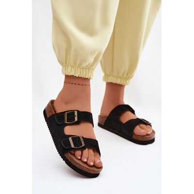 Boto Sandale din piele nubuc pentru femei cu catarame negre Rosaliae 38 Boto Sandale din piele nubuc pentru femei cu catarame negre Rosaliae 38