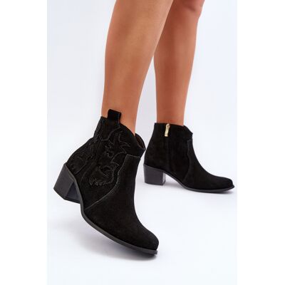 Zazoo 3426 Cizme Cowboy din piele intoarsa Negre 39 Zazoo 3426 Cizme Cowboy din piele intoarsa Negre 39