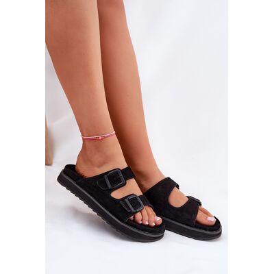 Sandale Din Suede Pentru Femei Cu Catarame D.Franklin Negre DFSH405001 37 Sandale Din Suede Pentru Femei Cu Catarame D.Franklin Negre DFSH405001 37