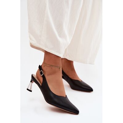 Sandale din piele pentru femei cu toc Vinceza 66922 Negru 39 Sandale din piele pentru femei cu toc Vinceza 66922 Negru 39