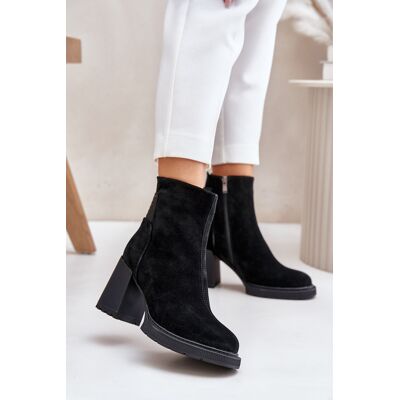 S.Barski Botine Din Suede Cu Toc Izolate D&A; CR42-106 Negre 38 S.Barski Botine Din Suede Cu Toc Izolate D&A; CR42-106 Negre 38