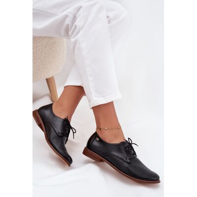 Pantofi eleganți din piele pentru femei cu șiret Zazoo 4238 Negru 38 Pantofi eleganți din piele pentru femei cu șiret Zazoo 4238 Negru 38