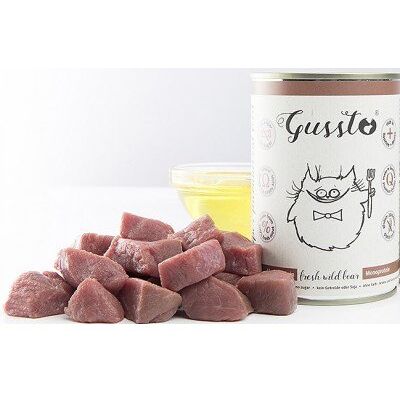 GUSSTO hrană umedă pentru pisici - Porc mistreț, Conținut ridicat de carne, 12x400g GUSSTO hrană umedă pentru pisici - Porc mistreț, Conținut ridicat de carne, 12x400g
