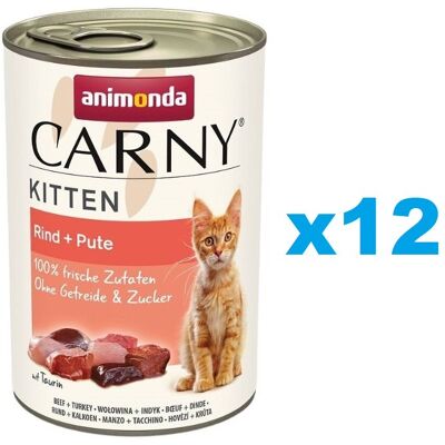 ANIMONDA Carny Kitten Beef&Turkey conserve 12x400 g hrana pentru pisoi, cu vita si curcan ANIMONDA Carny Kitten Beef&Turkey conserve 12x400 g hrana pentru pisoi, cu vita si curcan