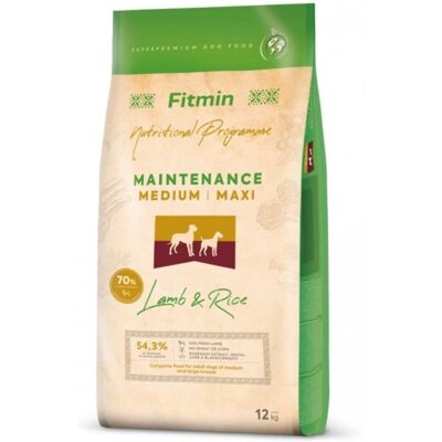 Hrană pentru câini Fitmin Medium Maxi Lână și Orez - 12kg Hrană pentru câini Fitmin Medium Maxi Lână și Orez - 12kg