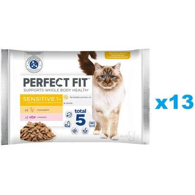PERFECT FIT Sensitive 1+ plicuri in sos pisica adulta 52x85 g cu pui si somon PERFECT FIT Sensitive 1+ plicuri in sos pisica adulta 52x85 g cu pui si somon