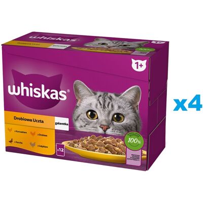 WHISKAS hrană umedă pentru adulți cu pui, rață, păsări, curcan WHISKAS hrană umedă pentru adulți cu pui, rață, păsări, curcan