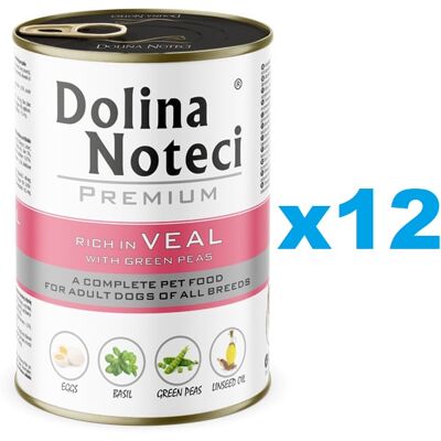 DOLINA NOTECI Premium 12x400 g conserve hrană câini, bogat în vițel cu mazăre DOLINA NOTECI Premium 12x400 g conserve hrană câini, bogat în vițel cu mazăre