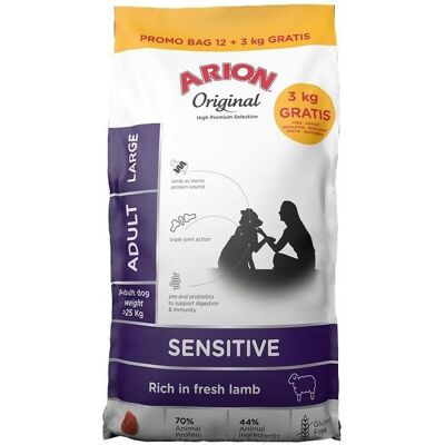 ARION Original Sensitive Adult Large Lamb Rice pentru câini 15 kg (12 + 3 kg) hrană cu miel și orez ARION Original Sensitive Adult Large Lamb Rice pentru câini 15 kg (12 + 3 kg) hrană cu miel și orez