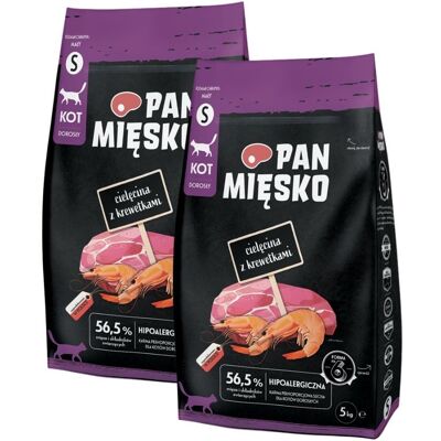 Hrana pentru Pisici Miesko Vițel și Creveți 5kg Hrana pentru Pisici Miesko Vițel și Creveți 5kg