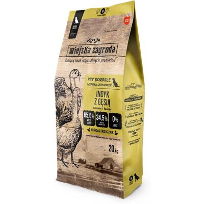 WIEJSKA ZAGRODA Curcan cu gâscă hrană pentru câini crochete M 20 kg WIEJSKA ZAGRODA Curcan cu gâscă hrană pentru câini crochete M 20 kg