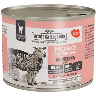 WIEJSKA ZAGRODA Hrană umedă monoproteică pentru pisici cu miel 12x200 g WIEJSKA ZAGRODA Hrană umedă monoproteică pentru pisici cu miel 12x200 g