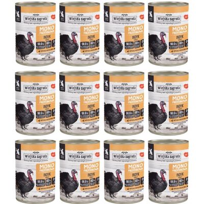 WIEJSKA ZAGRODA Hrană umedă monoproteică cu curcan pentru pisici 12x400 g WIEJSKA ZAGRODA Hrană umedă monoproteică cu curcan pentru pisici 12x400 g