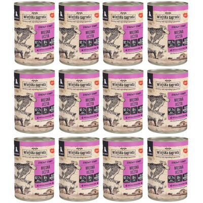 WIEJSKA ZAGRODA Conservă hrană pentru căței festin de carne 12x400 g WIEJSKA ZAGRODA Conservă hrană pentru căței festin de carne 12x400 g