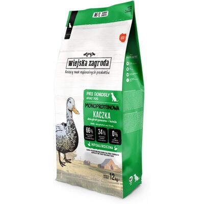 WIEJSKA ZAGRODA Hrană uscată monoproteică cu rață pentru câini M/L 12 kg WIEJSKA ZAGRODA Hrană uscată monoproteică cu rață pentru câini M/L 12 kg