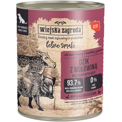 WIEJSKA ZAGRODA hrană umedă pentru câini adulți cu mistreț și vită (Gusturi de Pădure) 6x800 g WIEJSKA ZAGRODA hrană umedă pentru câini adulți cu mistreț și vită (Gusturi de Pădure) 6x800 g